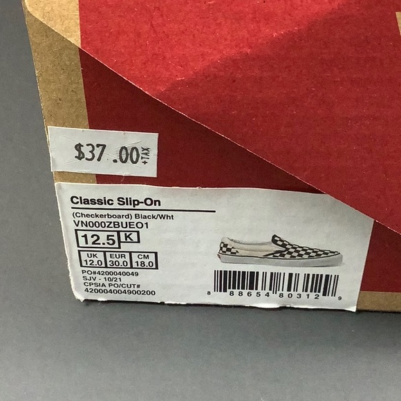 Vans Kids Classic Slip-on Checkerboard Black/White Shoes Size: 12.5K - Picture 5 of 6